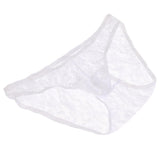 Maxbell Sexy Mens Low-rise Transparent Panties Lace Hipsters G-String M White - Aladdin Shoppers