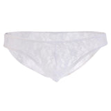Maxbell Sexy Mens Low-rise Transparent Panties Lace Hipsters G-String L White - Aladdin Shoppers