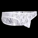 Maxbell Sexy Mens Low-rise Transparent Panties Lace Hipsters G-String L White - Aladdin Shoppers