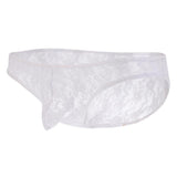 Maxbell Sexy Mens Low-rise Transparent Panties Lace Hipsters G-String L White - Aladdin Shoppers