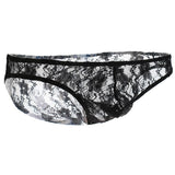 Maxbell Sexy Mens Low-rise Transparent Panties Lace Hipsters G-String L Black - Aladdin Shoppers
