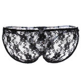 Maxbell Sexy Mens Low-rise Transparent Panties Lace Hipsters G-String L Black - Aladdin Shoppers