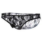 Maxbell Sexy Mens Low-rise Transparent Panties Lace Hipsters G-String L Black - Aladdin Shoppers