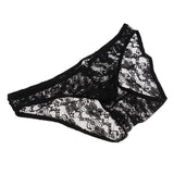 Maxbell Sexy Mens Low-rise Transparent Panties Lace Hipsters G-String L Black - Aladdin Shoppers