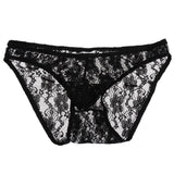 Maxbell Sexy Mens Low-rise Transparent Panties Lace Hipsters G-String L Black - Aladdin Shoppers