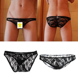Maxbell Sexy Mens Low-rise Transparent Panties Lace Hipsters G-String XL Black - Aladdin Shoppers