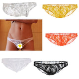 Maxbell Sexy Mens Low-rise Transparent Panties Lace Hipsters G-String XL Black - Aladdin Shoppers