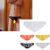 Maxbell Sexy Mens Low-rise Transparent Panties Lace Hipsters G-String XL Black - Aladdin Shoppers