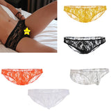 Maxbell Sexy Mens Low-rise Transparent Panties Lace Hipsters G-String XL Black - Aladdin Shoppers