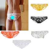 Maxbell Sexy Mens Low-rise Transparent Panties Lace Hipsters G-String XL Black - Aladdin Shoppers