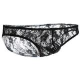 Maxbell Sexy Mens Low-rise Transparent Panties Lace Hipsters G-String XL Black - Aladdin Shoppers
