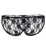 Maxbell Sexy Mens Low-rise Transparent Panties Lace Hipsters G-String XL Black - Aladdin Shoppers