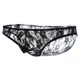 Maxbell Sexy Mens Low-rise Transparent Panties Lace Hipsters G-String XL Black - Aladdin Shoppers