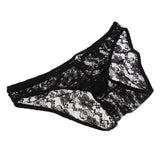 Maxbell Sexy Mens Low-rise Transparent Panties Lace Hipsters G-String XL Black - Aladdin Shoppers