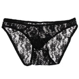 Maxbell Sexy Mens Low-rise Transparent Panties Lace Hipsters G-String XL Black - Aladdin Shoppers