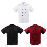 Maxbell 2x Unisex Red+White Short Sleeve   Restaurant Hotel Cook Coat M