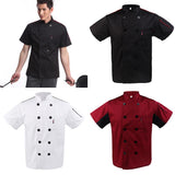 Maxbell 2x Unisex Red+White Short Sleeve   Restaurant Hotel Cook Coat M