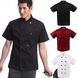 Maxbell 2x Unisex Red+White Short Sleeve   Restaurant Hotel Cook Coat M