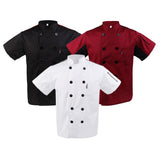 Maxbell 2x Unisex Red+White Short Sleeve   Restaurant Hotel Cook Coat M