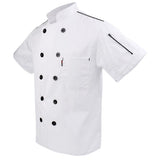 Maxbell 2 Pieces White Red Chef Jacket Coat Breathable Mesh Waiter Hotel Kitchen Top