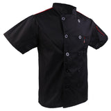 Maxbell 2pcs Durable Red Black Chef Jackets Short Sleeve Hotel Waiter Kitchen Waiter Uniform Work Wear Tops M - Aladdin Shoppers