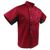 Maxbell Pack of 2 Wine Red & Black Unisex Chef Jacket Coat Kitchen Uniform Air Mesh Short Sleeves - Aladdin Shoppers