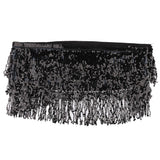 2 Pieces Belly Dance Waist Chain Hip Skirt Scarf with Sequins Tassel Womens
