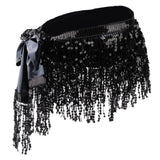 2 Pieces Belly Dance Waist Chain Hip Skirt Scarf with Sequins Tassel Womens