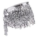 2 Pieces Belly Dance Waist Chain Hip Skirt Scarf with Sequins Tassel Womens