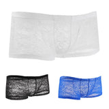 Maxbell Men Sexy lace Boxer Briefs Low Rise Lingerie Mesh Trunks Underwear L white - Aladdin Shoppers