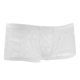 Maxbell Men Sexy lace Boxer Briefs Low Rise Lingerie Mesh Trunks Underwear L white - Aladdin Shoppers