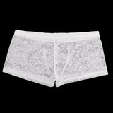 Maxbell Men Sexy lace Boxer Briefs Low Rise Lingerie Mesh Trunks Underwear L white - Aladdin Shoppers