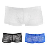 Maxbell Men Sexy lace Boxer Briefs Low Rise Lingerie Mesh Trunks Underwear L white - Aladdin Shoppers