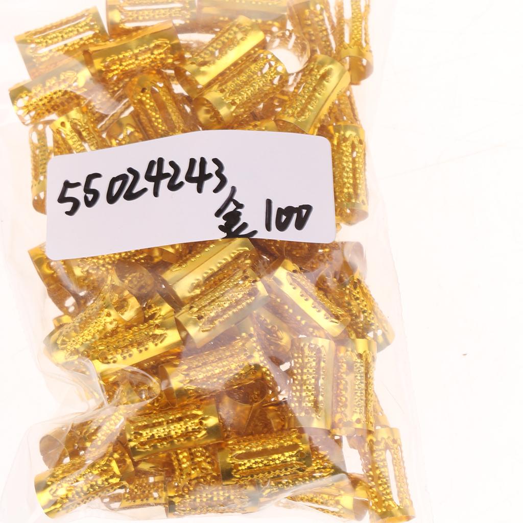 Maxbell Maxbell 100pcs Dreadlock Beads Hair Rings Adjustable Hair Braid Cuffs Clip Gold