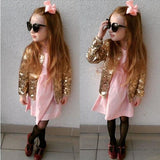 Babies Kids Girls Coat Sequin Shining Long Sleeve Outwear Jacket Coat 18-24M