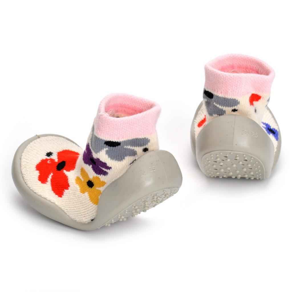 New Newborn Warm Girs Boys Anti-slip Socks Shoes Sock Crib Warm 14CM Flower