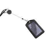 Maxbell 2Pcs Rhinestone Lanyard with Retractable Reel Vertical ID Badge Holder Black