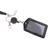 Maxbell 2pieces Rhinestone Lanyard with Retractable Reel Vertical ID Badge Holder