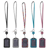 Maxbell 2Pcs Rhinestone Lanyard with Retractable Reel Vertical ID Badge Holder Black