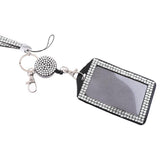 Maxbell 2pieces Rhinestone Lanyard with Retractable Reel Vertical ID Badge Holder