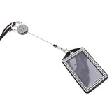 Maxbell 2pieces Rhinestone Lanyard with Retractable Reel Vertical ID Badge Holder
