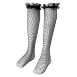 Maxbell Maxbell Sexy Women Mesh Long Socks Thigh High Stocking With Lace Flower Black