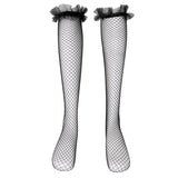 Maxbell Maxbell Sexy Women Mesh Long Socks Thigh High Stocking With Lace Flower Black