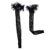 Maxbell Maxbell Sexy Women Mesh Long Socks Thigh High Stocking With Lace Flower Black