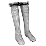 Maxbell Maxbell Sexy Women Mesh Long Socks Thigh High Stocking With Lace Flower Black