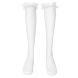 Maxbell Maxbell Sexy Women Mesh Long Socks Thigh High Stocking With Lace Flower White
