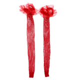 Maxbell Maxbell Sexy Women Mesh Long Socks Thigh High Stocking With Lace Flower Red