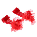 Maxbell Maxbell Sexy Women Mesh Long Socks Thigh High Stocking With Lace Flower Red