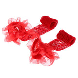 Maxbell Maxbell Sexy Women Mesh Long Socks Thigh High Stocking With Lace Flower Red
