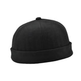 Maxbell 2 Pieces Retro Eaves Flange Landlord Biker Caps Fashion Docker Beanie Black